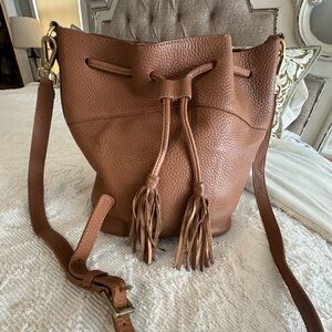 Gigi new york Brown Leather Bucket Bag purse Guc
